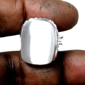 Selenite Sterling Silver Ring: Handmade Gemstone Wedding Jewelry