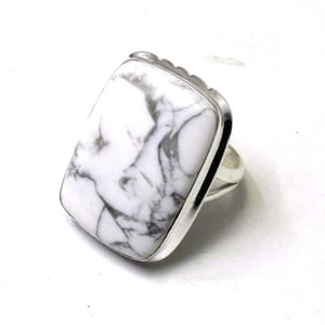 Handmade Sterling Silver Howlite Ring: Natural Stone Boho Jewelry