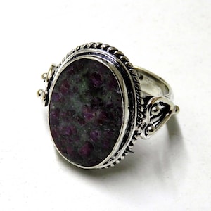 Ruby Kyanite Sterling Silver Ring: Natural Gemstone Boho Jewelry