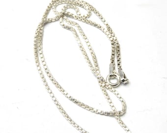 Sterling Silver 1.5mm Box Chain Necklace: Hand Assembled, 925 Silver