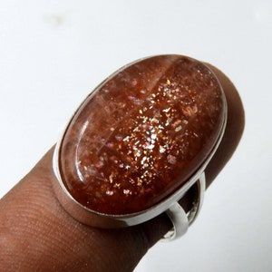 Oval Sunstone Ring: Handmade 925 Sterling Silver Gemstone