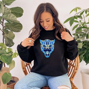 Jaguar sweatshirt, Jaguar print sweatshirt, gift for friend, animal print sweatshirt, gift for daughter, gift for sister