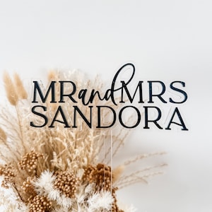 Wedding Cake Topper | Personalised Cake Topper | Wedding Decor | Mr and Mrs | Floating | Mr & Mrs Sandora | Acrylic