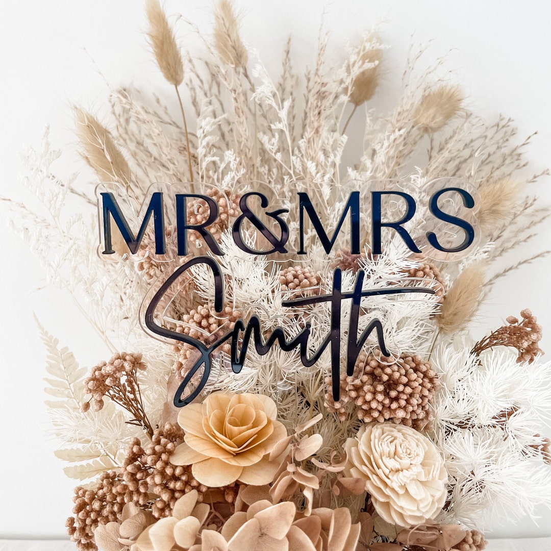 Personalised Wedding Cake Topper | Rustic | Decorations | Bride and ...