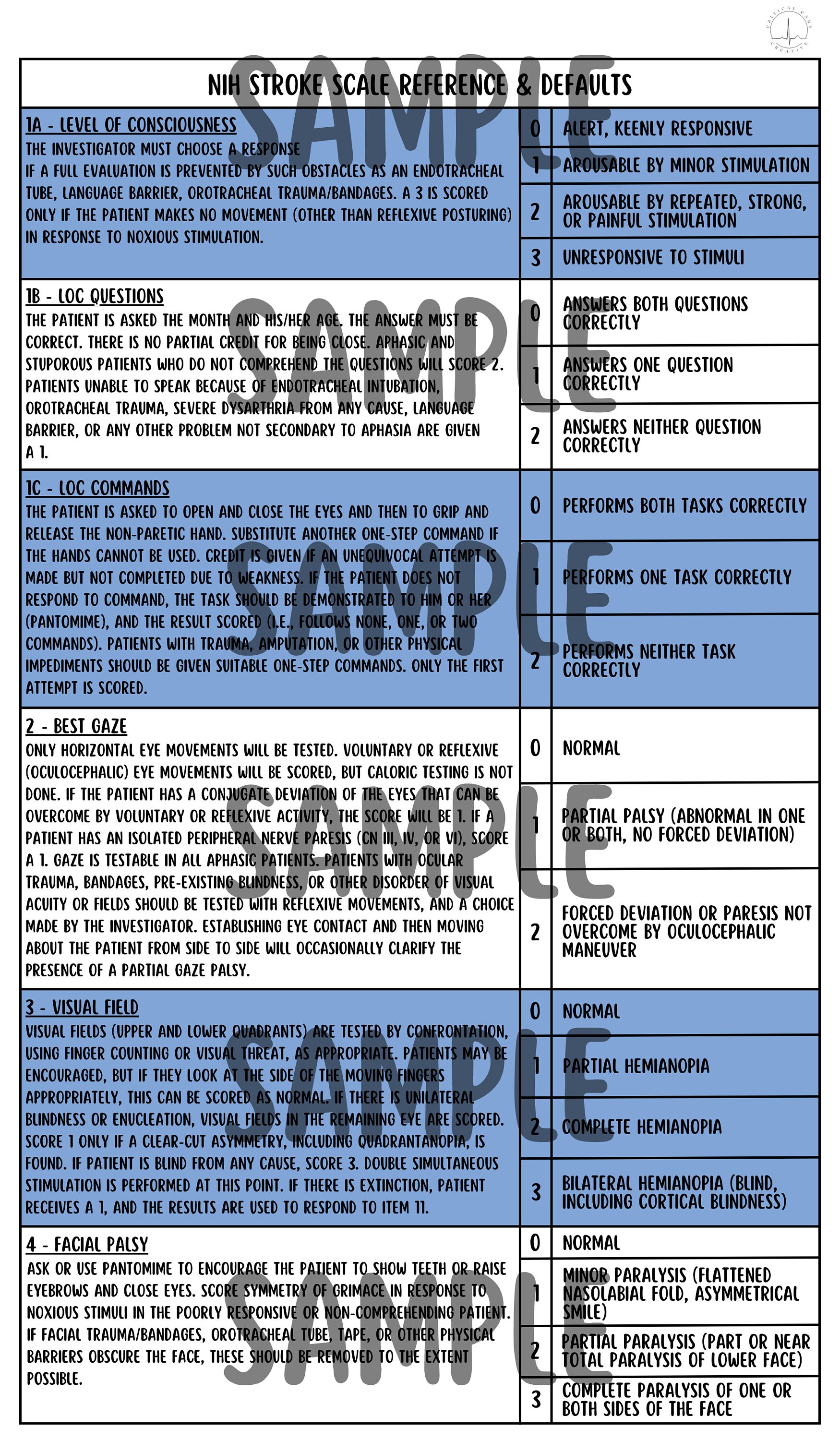 NIH Stroke Scale Defaults Badge Buddy Etsy
