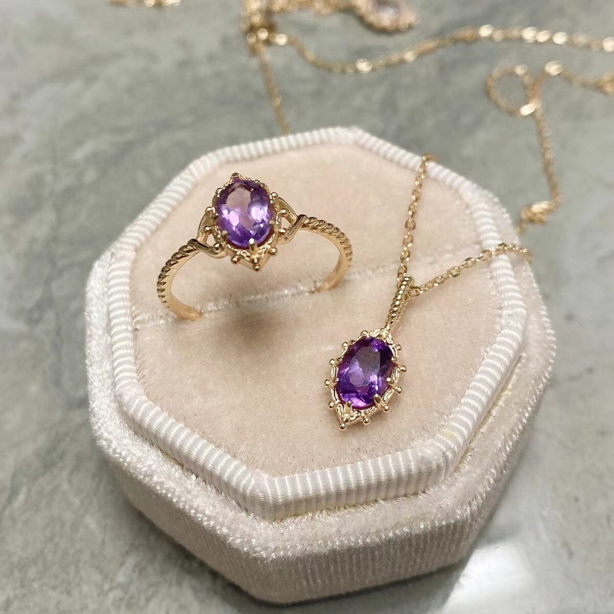 Purple stone rings gold sale
