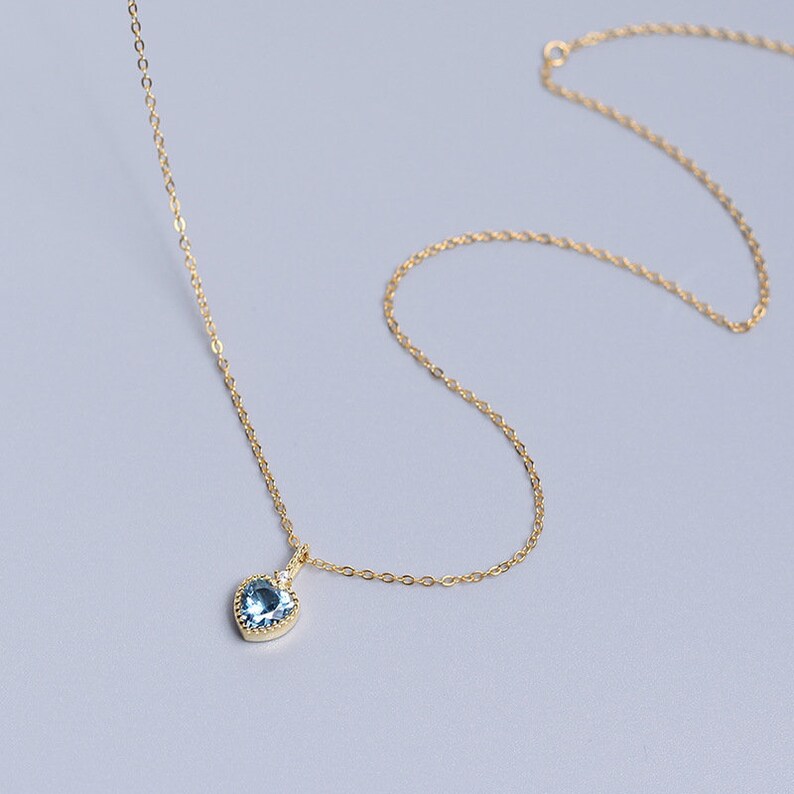 Heart Shaped Blue Sapphire Necklace Choker 14K Gold Plated Etsy