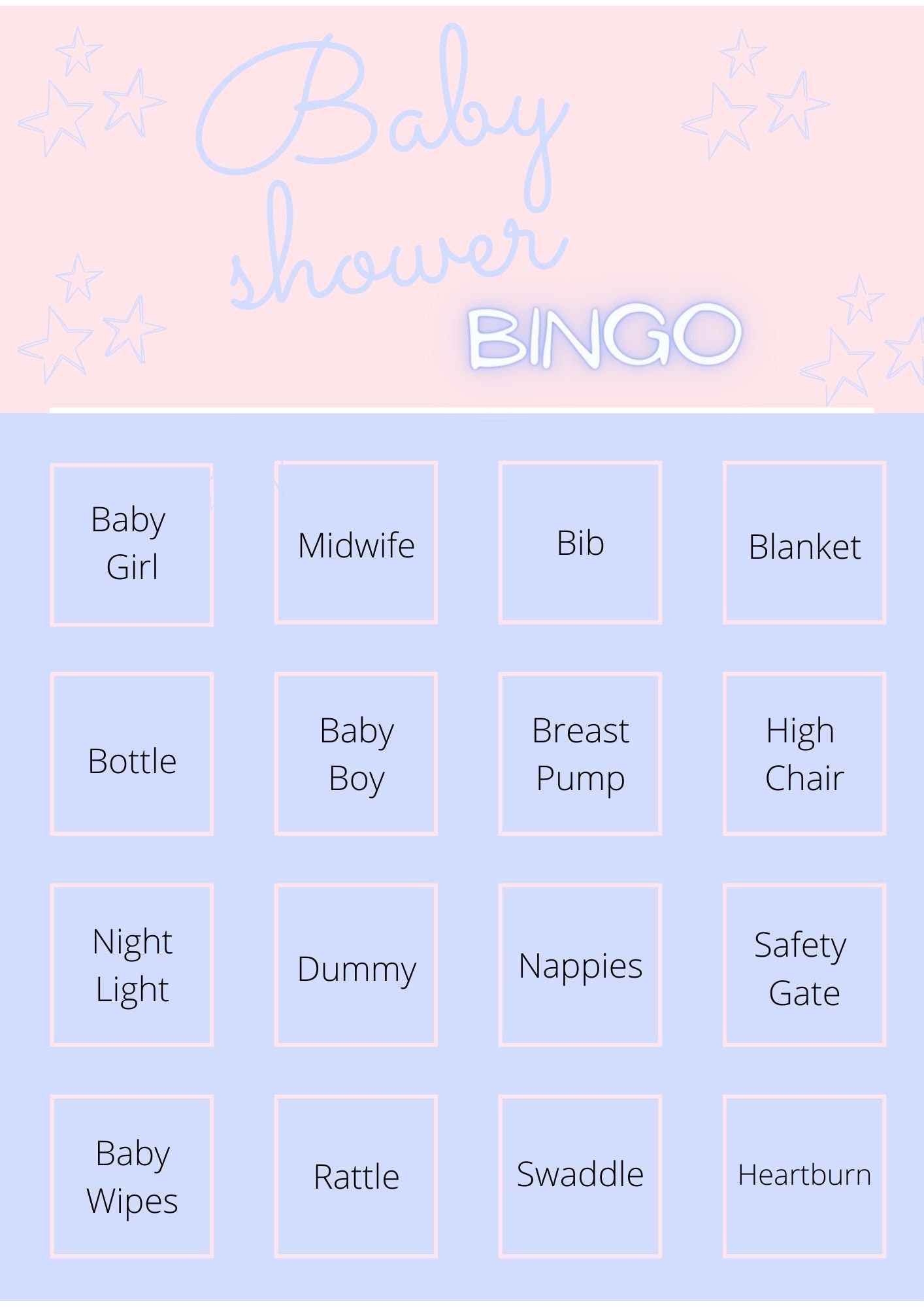 20 Printable Baby Shower Bingo, Baby Shower Games, Download, Printable ...