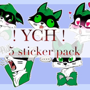 5 stickers télégrammes NUMÉRIQUES | ych | poilu | chien | félin | votre personnage ici | remplissage de base | art à fourrure |