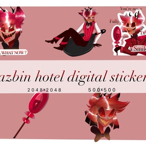 5 Hazbin hotel Alastor digital Stickers | Radio demon | Deer | png | Twich | you’re never fully dressed without a smile | a what now | ace