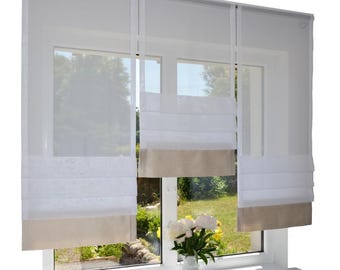 Cortina de diseño moderno, cortina de café blanca, persiana romana, cortina de velcro, paneles de cortina de túnel, cortinas confeccionadas, cinta para cortinas, decoración de ventanas, color crema