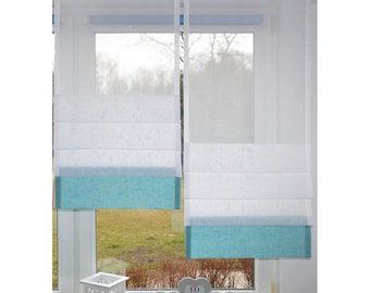 Moderne Design Gardine weiße Scheibengardine Raffrollo Klettband Vorhang Tunnel Paneele Fertiggardinen Gardinenband Fensterdekoration blau