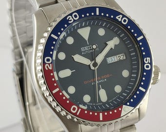 Vintage Seiko 5 Sport Automatic Dive Watch, Blue Dial, Pepsi Bezel, Keep Good Time