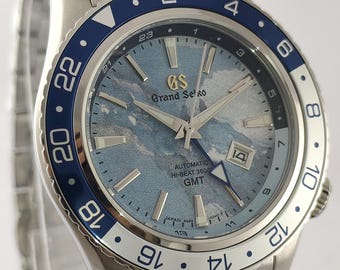 Vintage Grand Seiko Automatic GMT Sky Blue Dial Date All Working Men's Wrist Watch Serviced