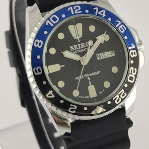 Vintage Seiko Diver Automatic Black Diver 17 Jew Day & Date Cal.6309 Working Men Armbandsur "Keep Good Time"