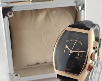 Vintage Franck Muller chronograaf zwarte wijzerplaat datum analoog herenpolshorloge uitstekende staat gratis verzending