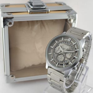 Vintage Premium Montblanc Chronograph Grey Dial With Date Stainless Steel Men Wrist Watch Free Shipping