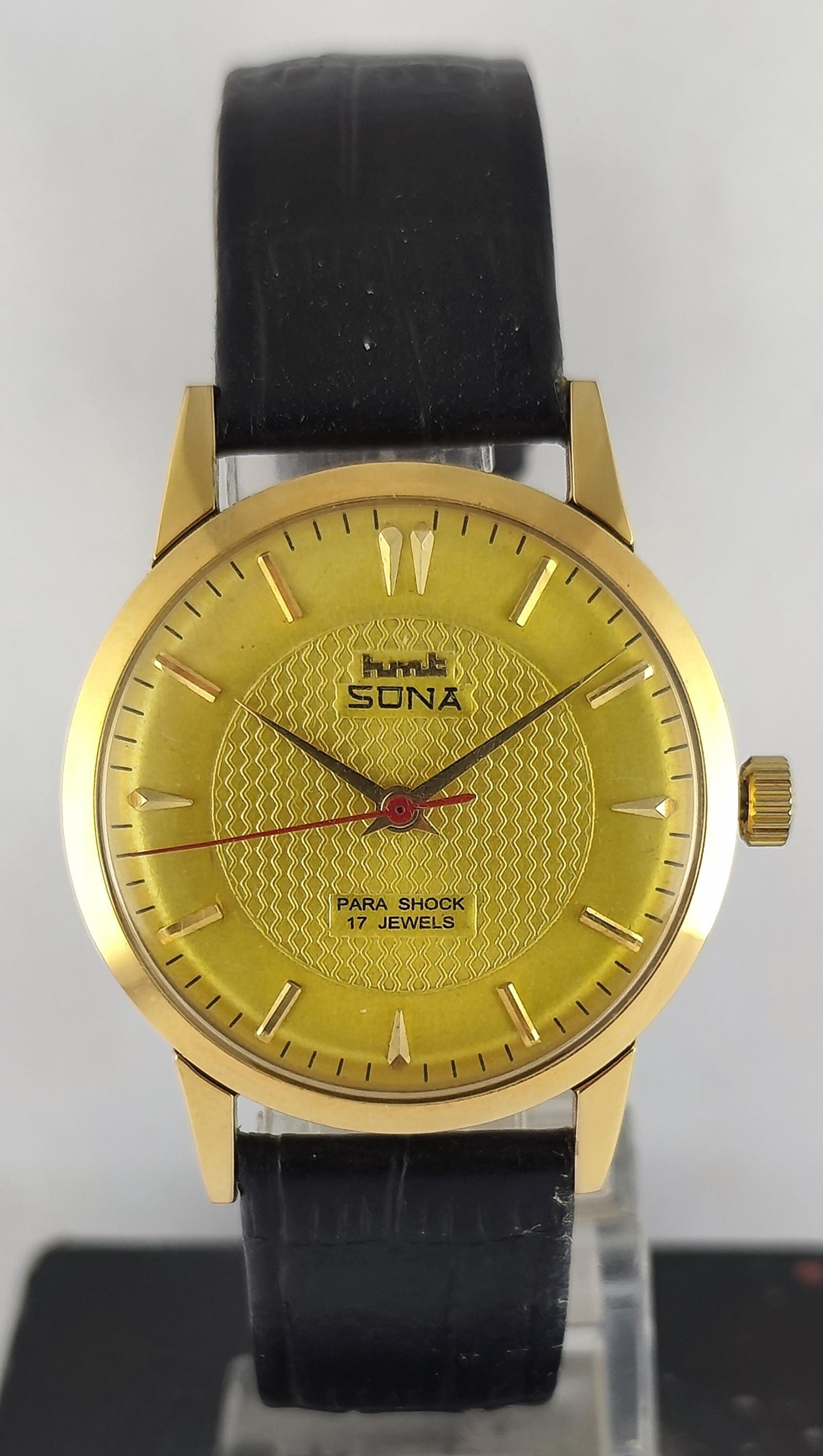 Vintage HMT SONA Hand Winding GP Case Gold Dial Men's Wrist Watch Keep Good  Time Free Shipping
