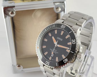 Vintage Oris automatisch Zwitserse zwarte wijzerplaat roterende ring met datum analoog herenhorloge gratis verzending