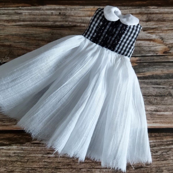 Blythe dress, black and white clothes for Blythe, dolls outfit