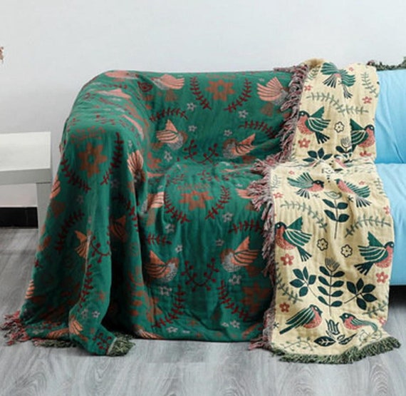 Reversible Scandi Nordic Teal Sofa Throw Blanket Boho Throw Etsy UK