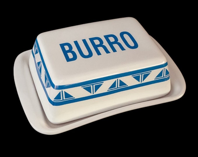 Vintage Italian Butter Dish Whiteblue Ceramic Butter Dish Etsy