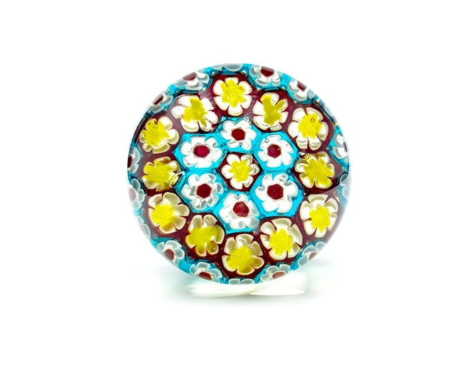 Vintage Murano Glass Paperweight Venice, 1970s, Excellent Condition, Millefiori Paperweight