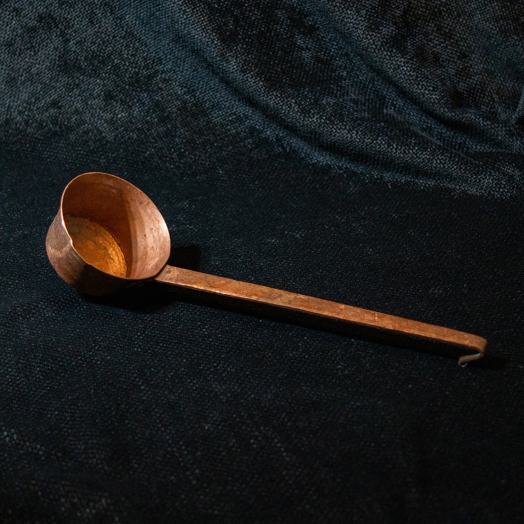 Vintage Italian Copper Hook Ladle Long, Beautiful Handle With Hook and