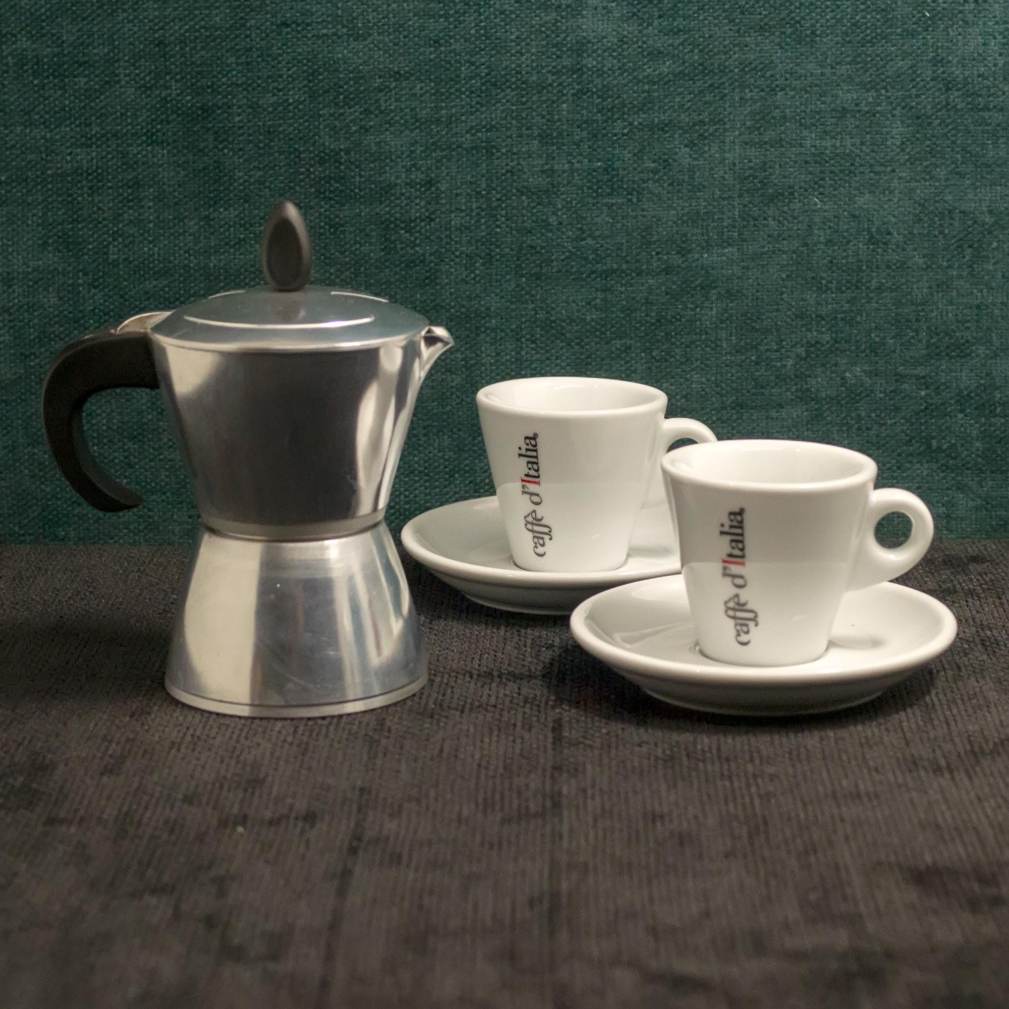 Espresso Tassen einfarbig braun, 6 Stück mit Unterteller Classic Made in Italy