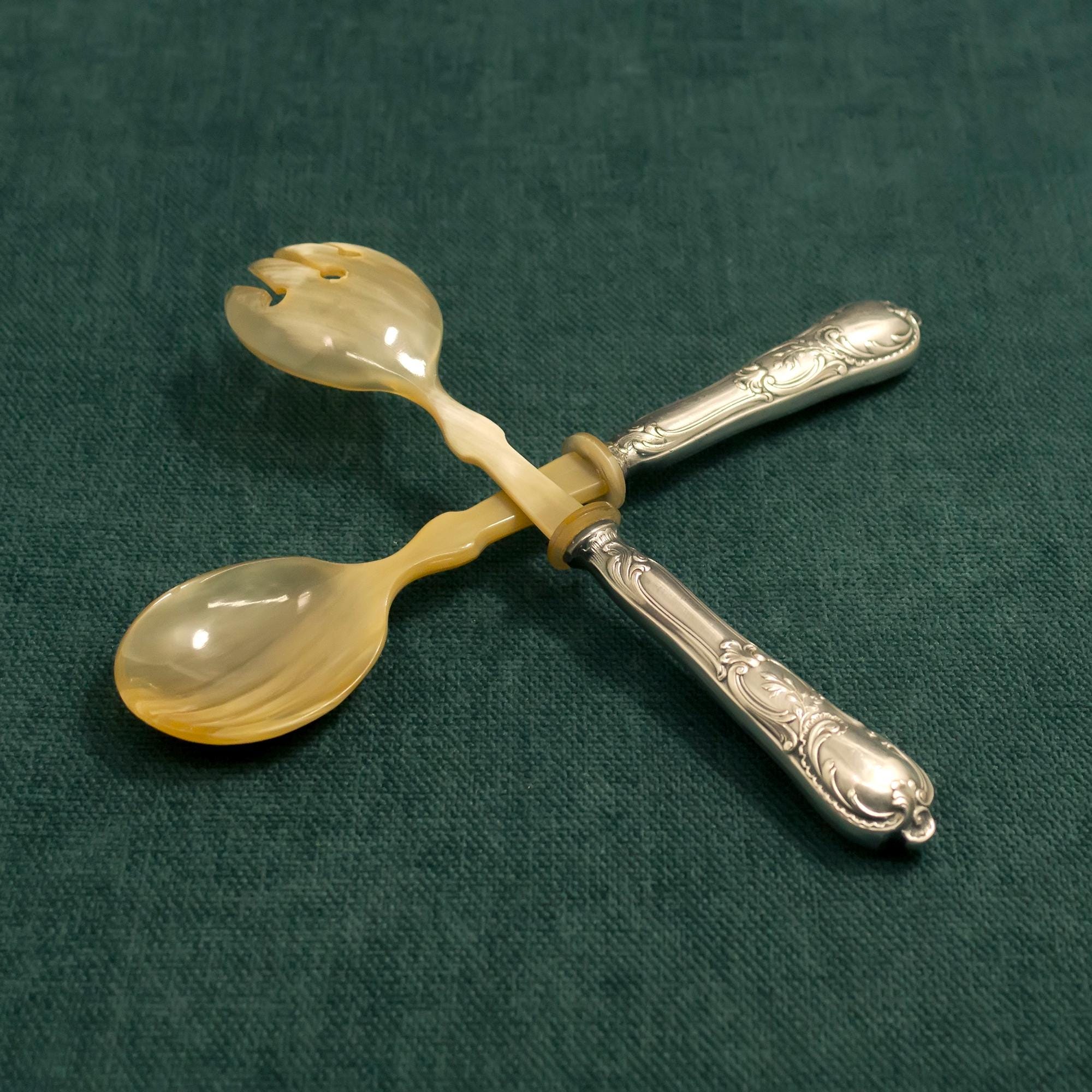 Ménagère à Salade WA Italy - Plaqué Argent Motif Bambou - Occasion
