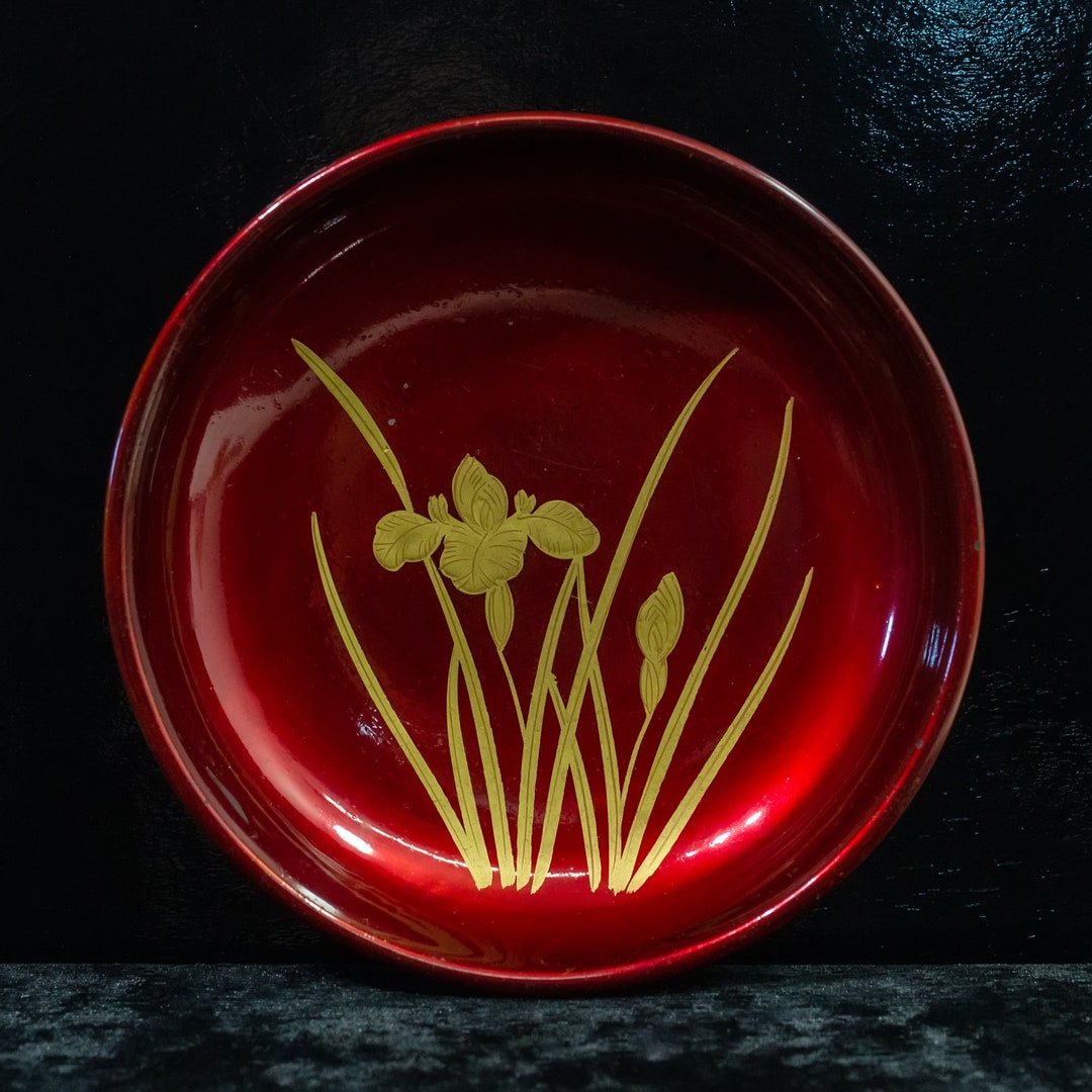 蒔絵の鉢2個セット：金色の菖蒲と梅の花、日本の漆芸 - Etsy 日本