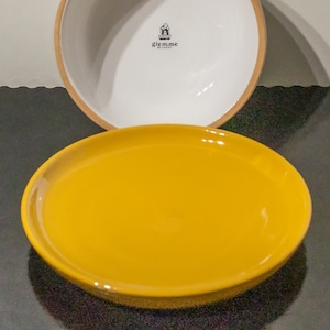 Vintage Italian Ceramic Butter Dish: Round Yellow & White &#39;Burro&#39; Lid, 1990s