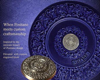 Custom Staub Positano Inspired Knob | Embossed Decorative Upgrade | Cast Iron Lid Knob Replacement