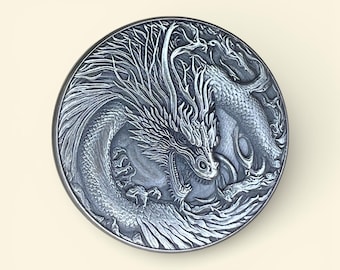 Perilla de dragón en relieve para tapa de horno holandés Staub / Diseño de dragón muy intrincado