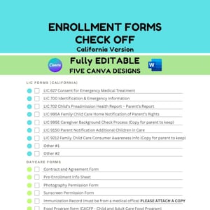 Enrollment Forms Checklist - California Version