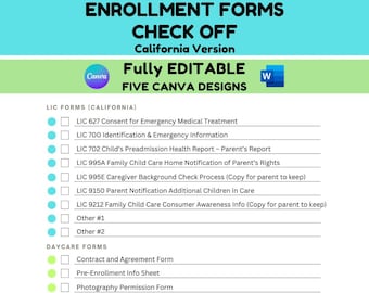 Enrollment Forms Checklist - California Version
