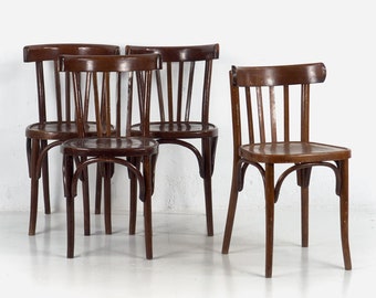 Conjunto de sillas bistrot Thonet antiguas ( (vers 1900). Conjunto de 4 piezas