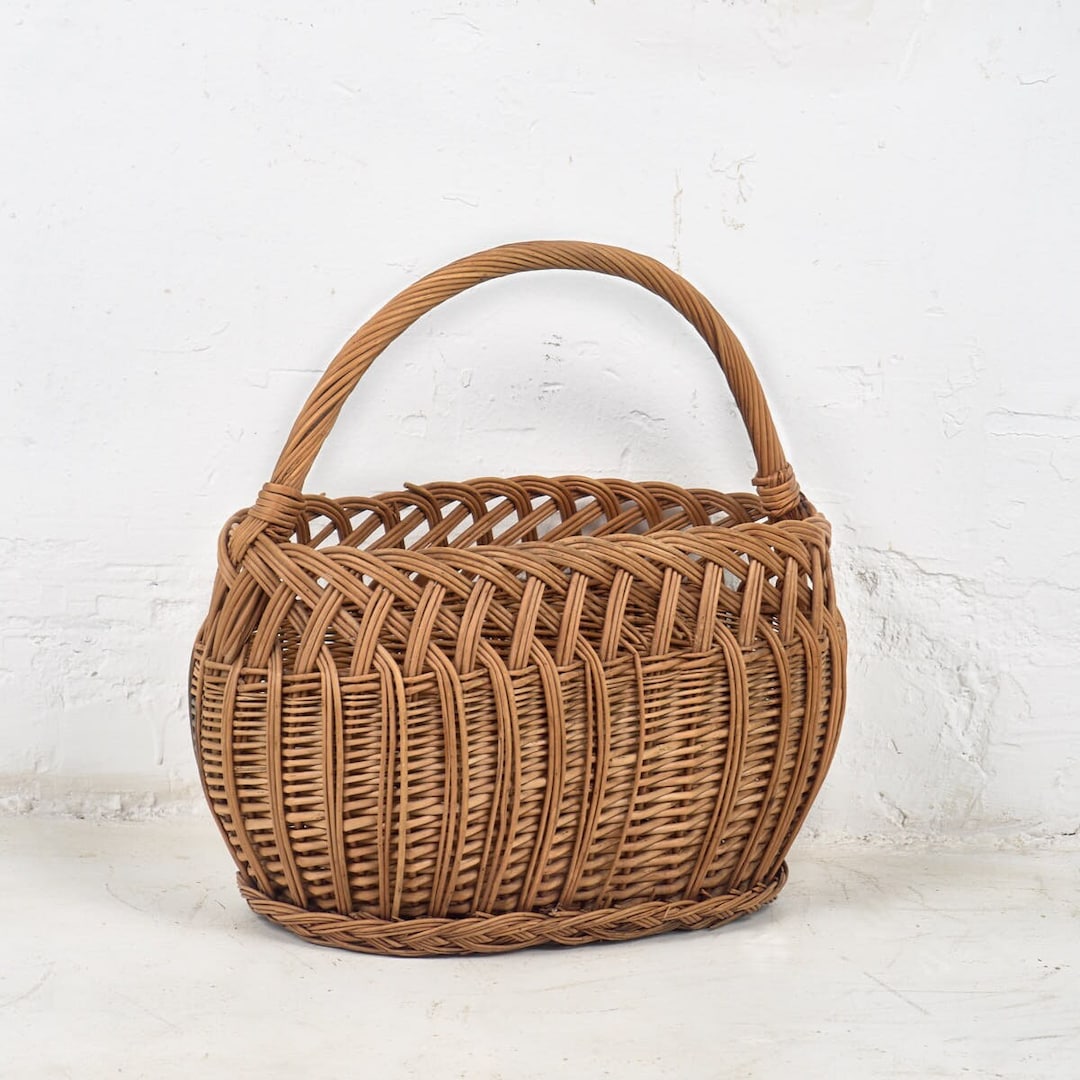 Ancienne Créole De Pêche - Osier Et Cuir - Vintage 1930 - États-Unis - Pour Présentoir