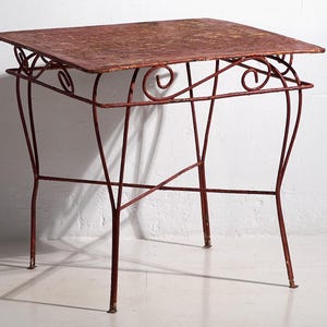Tavolo antico da terrazza rosso (c.1920) #21