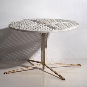 Tavolo da esterno rotondo bianco antico (circa 1930)