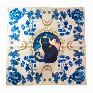 Nappe de Tarot - CHAT FLEUR BLEUE