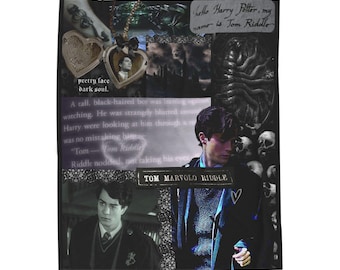50 x 60 inch Tom Riddle HP plakboek fluwelen pluche deken, gezellig cadeau voor fans, warme plaid voor filmavonden, woondecoratie,