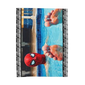 Big Potato spider hero collage Velveteen Plush Blanket large 60"x80"