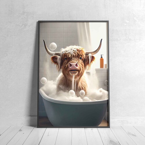 Highland Cow Wall Art Animal Painting Decor for Farmhouse Etsy