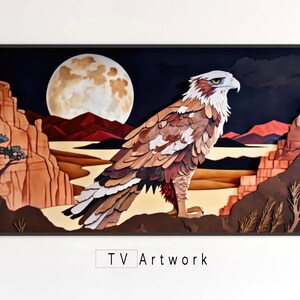 Samsung The Frame TV Art | Desert Hawk of the Full Moon | Vivid, Abstract, Animal Portrait | Digital Illustration for Display on 4K Screens