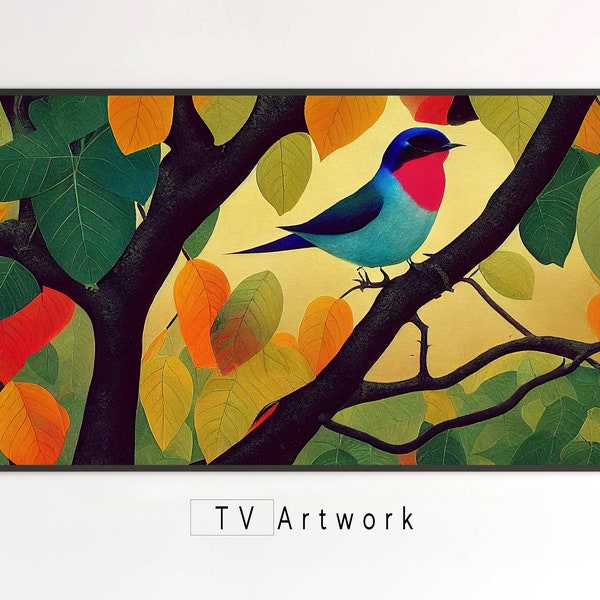 Samsung Frame TV Art | Tree Swallow Taking a Rest | Colorful, Cute, Dreamlike | Digital Artwork for The Frame TV.