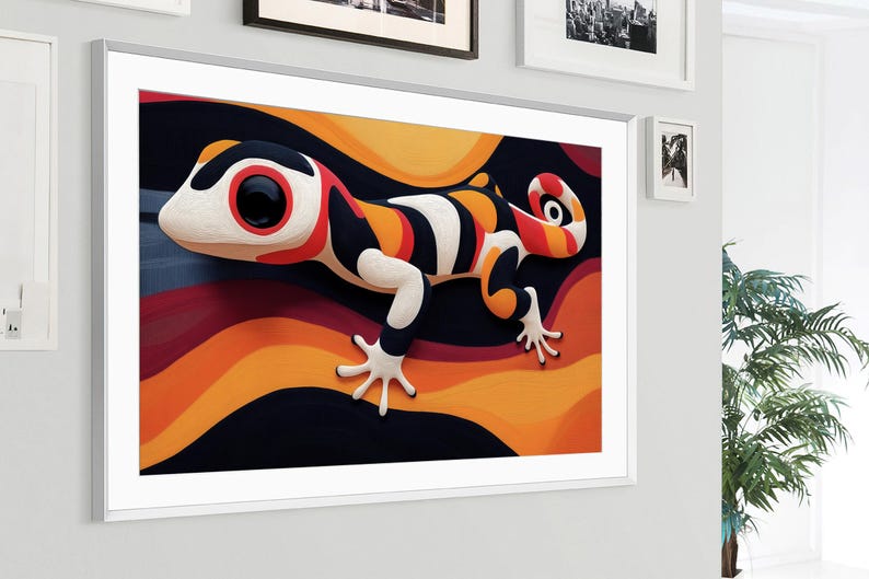 Samsung Frame TV Art | Sun-bathing Gecko | Colorful, Abstract, Lizard ...