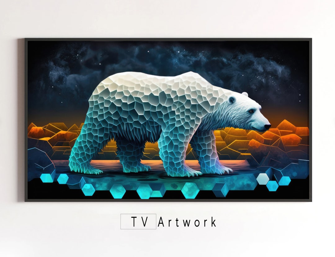 【匿名配送】scandinavian advertising art Samsung Frame TV Art | Polar Bear Made of Honeycomb
