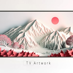 Samsung Frame TV Art | Setting Sun on the Winter Solstace | Abstract, Desert, Landscape | Digital Illustration for Virtual Display