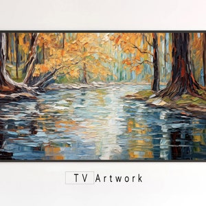 Samsung Frame TV Art | Abstract Rapids at Fall Creek | Impasto, Impressionism, Landscape | Digital Artwork for The Frame TV